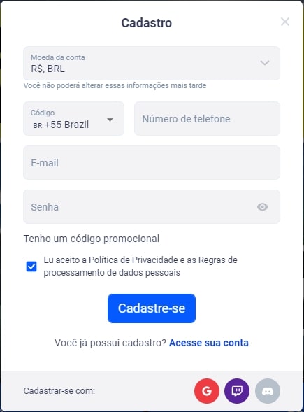 CyberBet registo